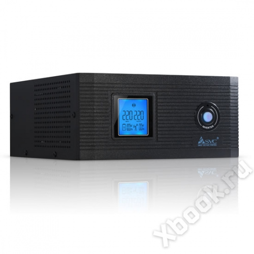 Инвертор SVC DI-1000-F-LCD, 1000ВА / 800Вт, 220В, 50Гц, 3 мс, чёрный, 290*255*120 мм вид спереди